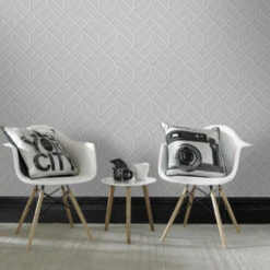 Superfresco Easy Vliesbehang Losanges Filaires Zilver (106155) -Superfresco Easy Behang Exporteren Winkel 123 387