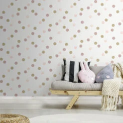 Superfresco Easy Vliesbehang Polka Stippen Roze-goud (108565) -Superfresco Easy Behang Exporteren Winkel 123 74