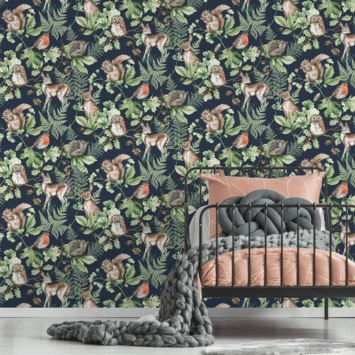 Superfresco Easy Vliesbehang Woodland Dieren Donkerblauw (108568) 3 Superfresco Easy Vliesbehang Woodland Dieren Donkerblauw (108568) - Afbeelding 3