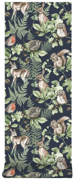 Superfresco Easy Vliesbehang Woodland Dieren Donkerblauw (dessin 108568) -Superfresco Easy Behang Exporteren Winkel 41 410