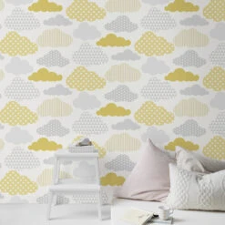 Superfresco Easy Vliesbehang Wolken Geel-grijs (dessin 108267) -Superfresco Easy Behang Exporteren Winkel 41 990